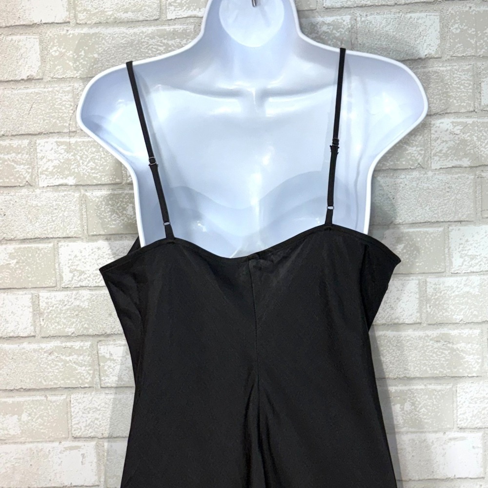 Black Satin Bias Cut Slip Dress Medium 90s Minimalist Indie Sleaze Dark Romantic - Picture 6 of 13